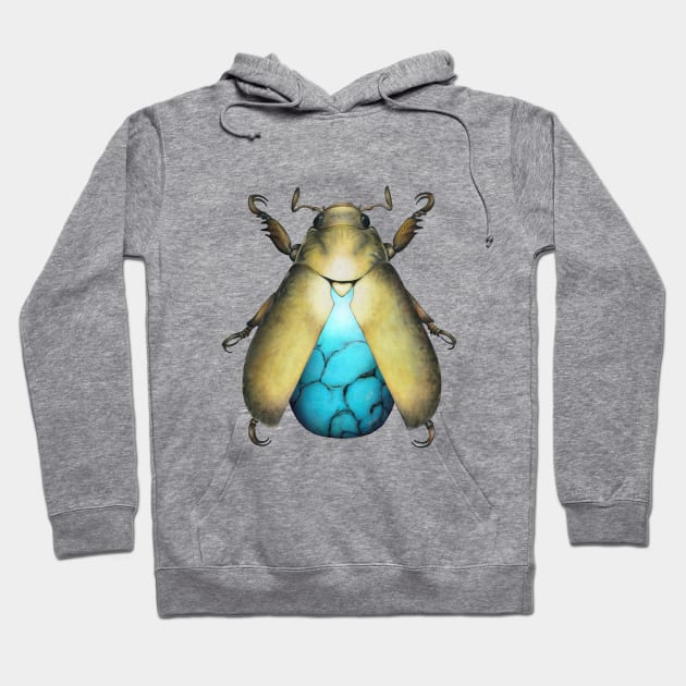 Turquoise Beetle Hoodie by illucalliart